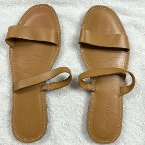MADEWELL Brown The Boardwalk Double-Strap Slide Sandal 7.5